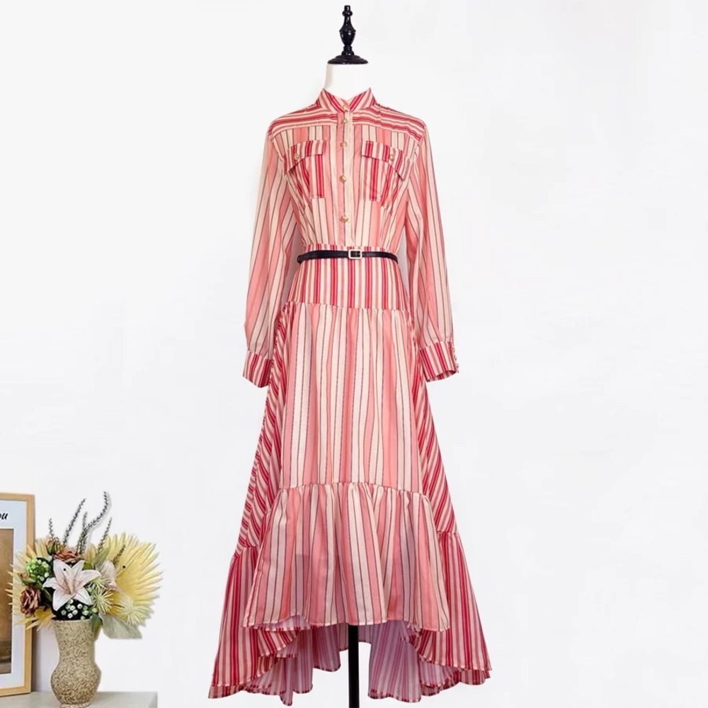 Designer-style Rebellion Bohemian Red Striped Blouse and Skirt Set